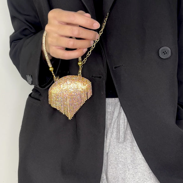 Diamond Tassel Shell Clutch
