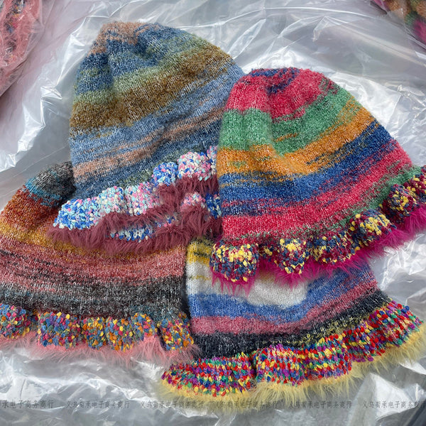 Rainbow Knitted Wool Hat