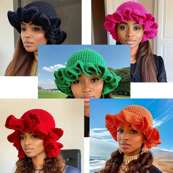 Hand Knitted Ruffled Wool Hat