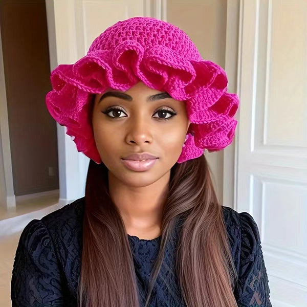 Hand Knitted Ruffled Wool Hat