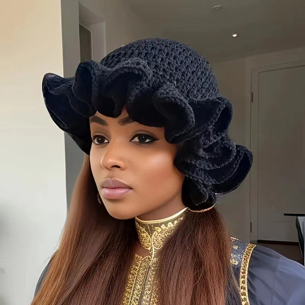 Hand Knitted Ruffled Wool Hat