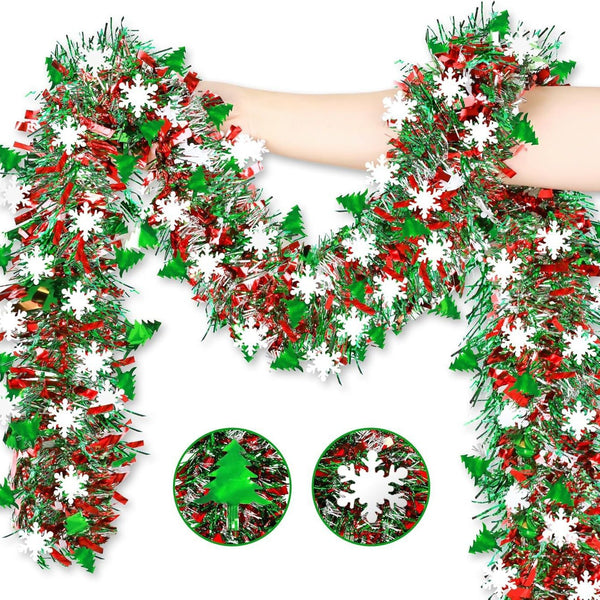 2M Green Tinsel Garlands With Snow Flakes (3 for $14.95)