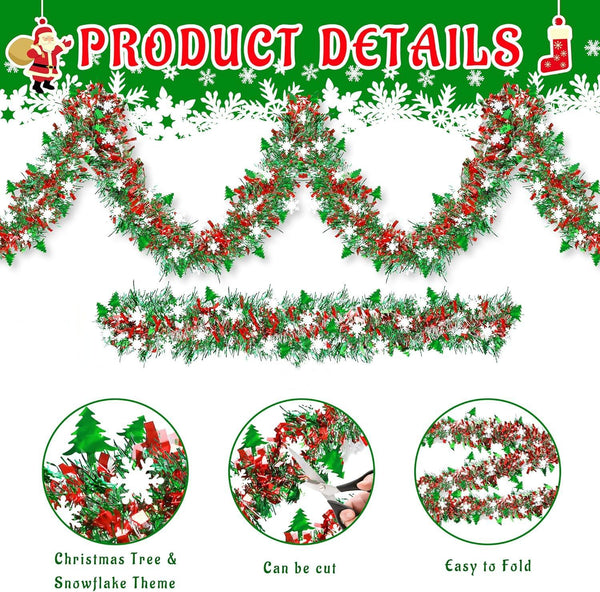 2M Green Tinsel Garlands With Snow Flakes (3 for $14.95)