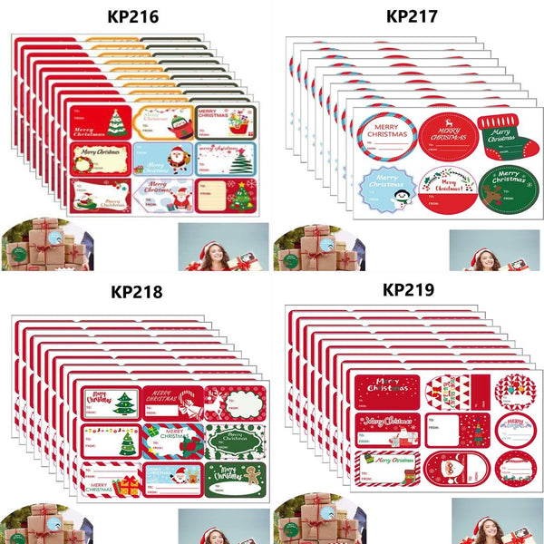 10 Pages/Pack Christmas Gift Tag Stickers