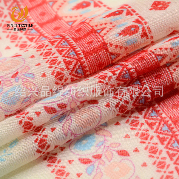 Red Ethnic Scarf With Tassels