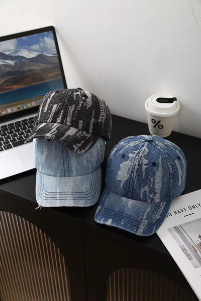 Worn Torn Denim Baseball Caps
