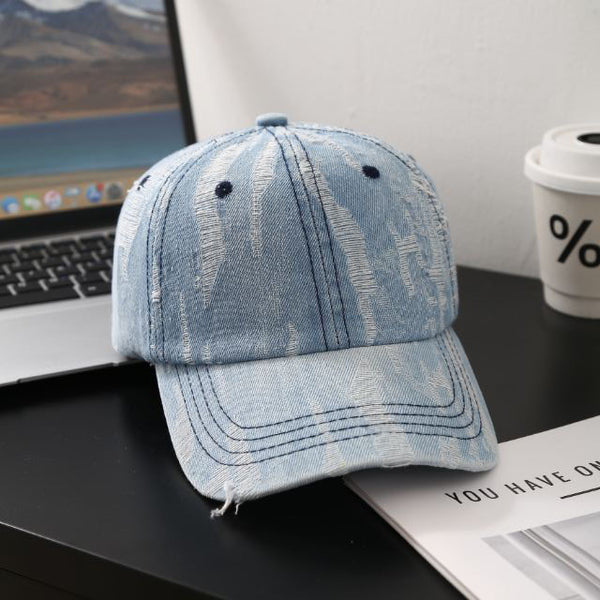 Worn Torn Denim Baseball Caps