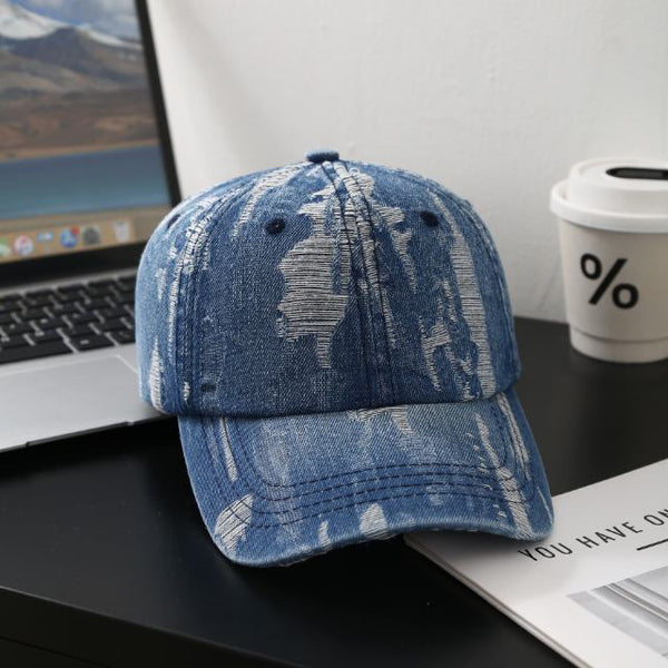 Worn Torn Denim Baseball Caps