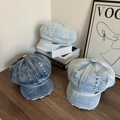 Distressed Denim Paperboy Hats