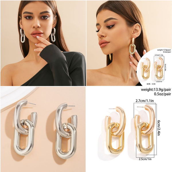 Thick Chain Double Hoop Earrings