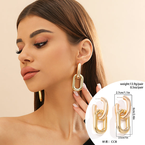 Thick Chain Double Hoop Earrings