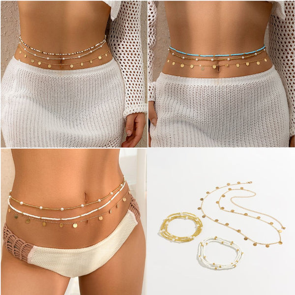 Metal Sequin Beaded Waist Chain