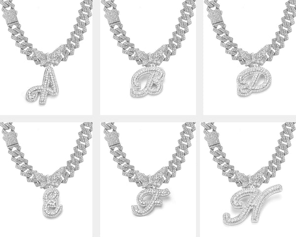 Butterfly & Letter Rhinestones Necklace