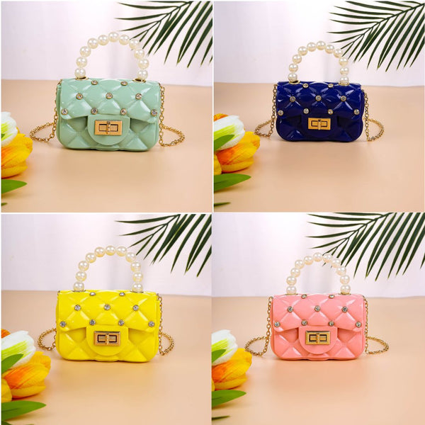 Mini Diamond Jelly Bag With Pearl Handle
