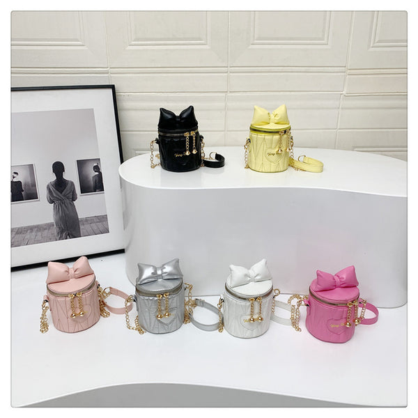 Cute Puff Bow Bucket Bag