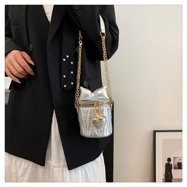 Cute Puff Bow Bucket Bag