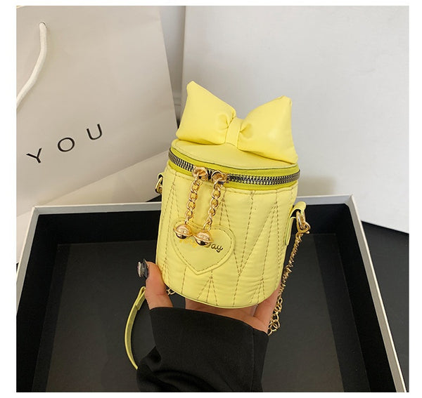 Cute Puff Bow Bucket Bag