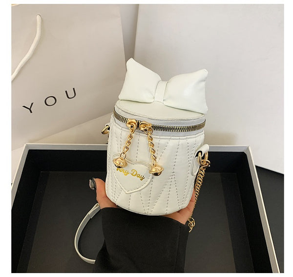 Cute Puff Bow Bucket Bag