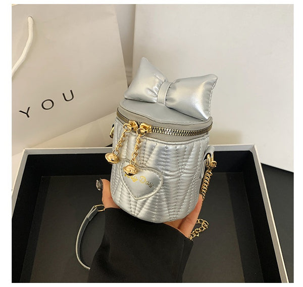 Cute Puff Bow Bucket Bag