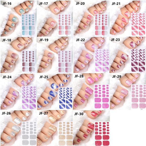 Glitter Gel Toe Nail Strips 22pcs
