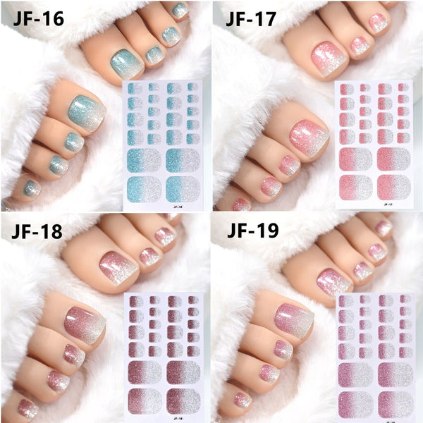 Glitter Gel Toe Nail Strips 22pcs