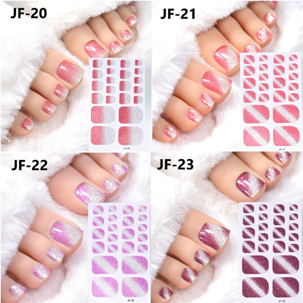 Glitter Gel Toe Nail Strips 22pcs