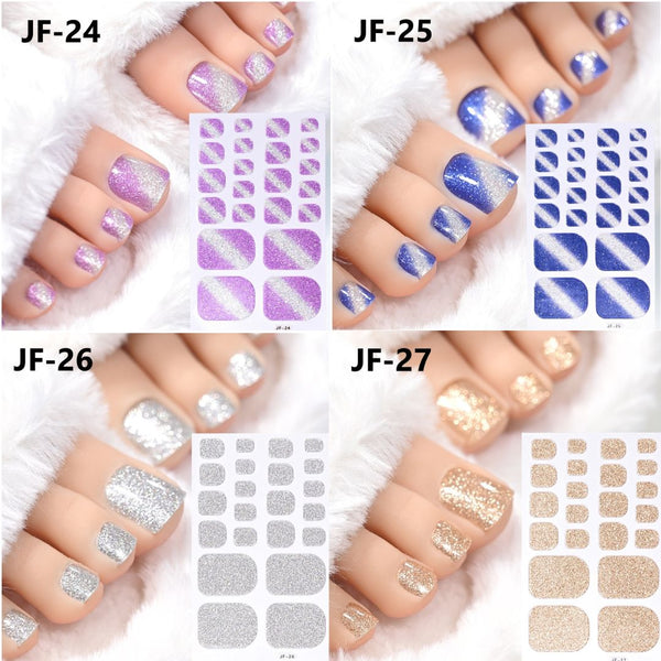 Glitter Gel Toe Nail Strips 22pcs
