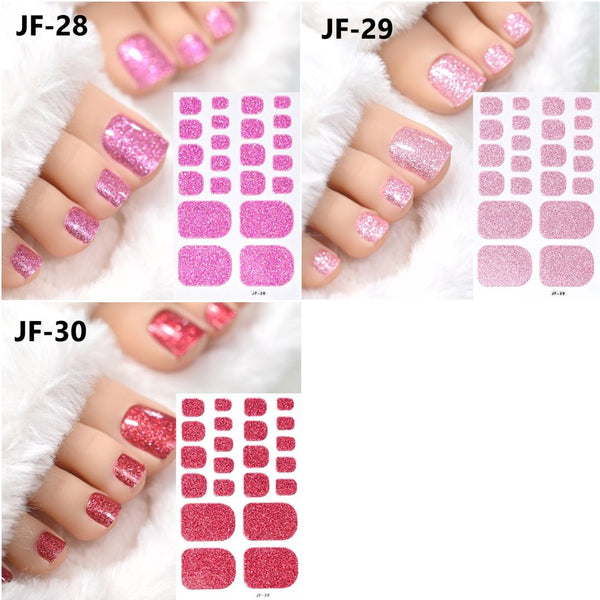 Glitter Gel Toe Nail Strips 22pcs