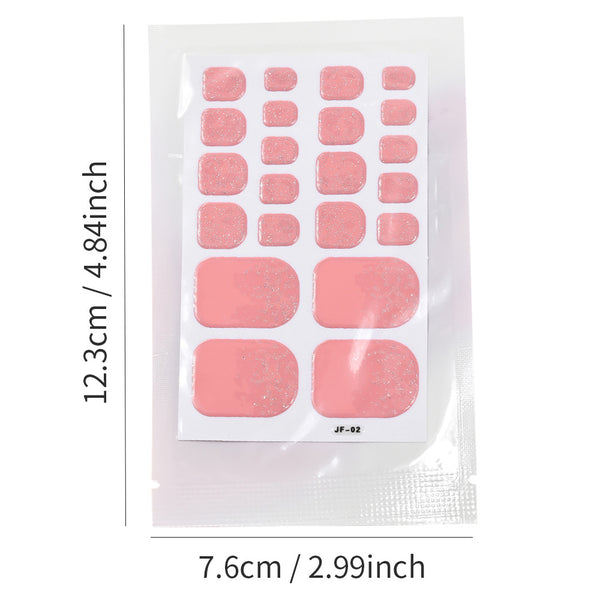 Glitter Gel Toe Nail Strips 22pcs