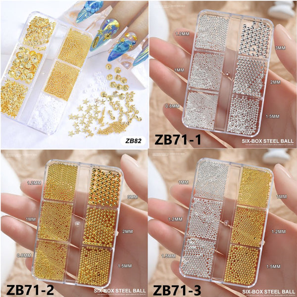 6 Grid Metal Nail Art Decorations