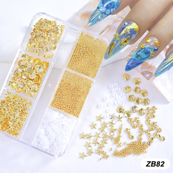 6 Grid Metal Nail Art Decorations
