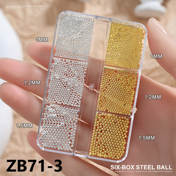 6 Grid Metal Nail Art Decorations