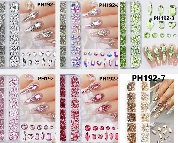 12-Grid Flat Bottom Nail Art Diamonds