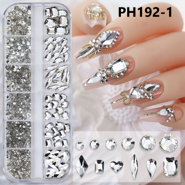 12-Grid Flat Bottom Nail Art Diamonds