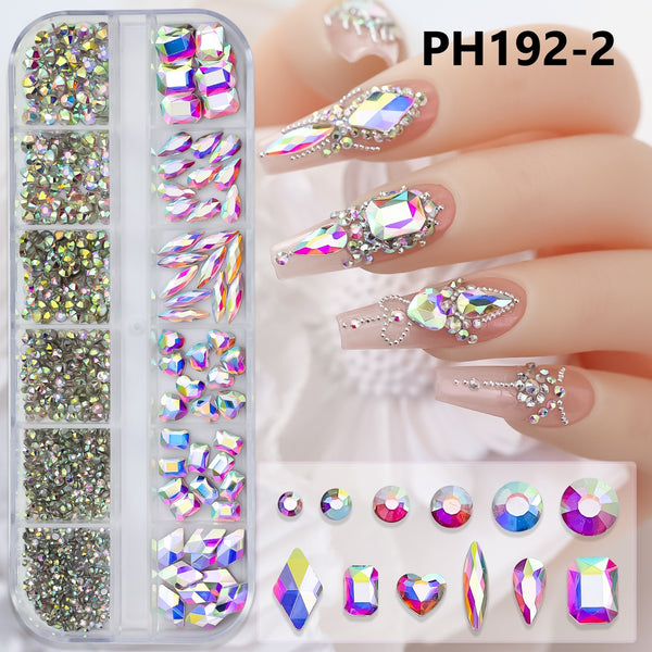 12-Grid Flat Bottom Nail Art Diamonds