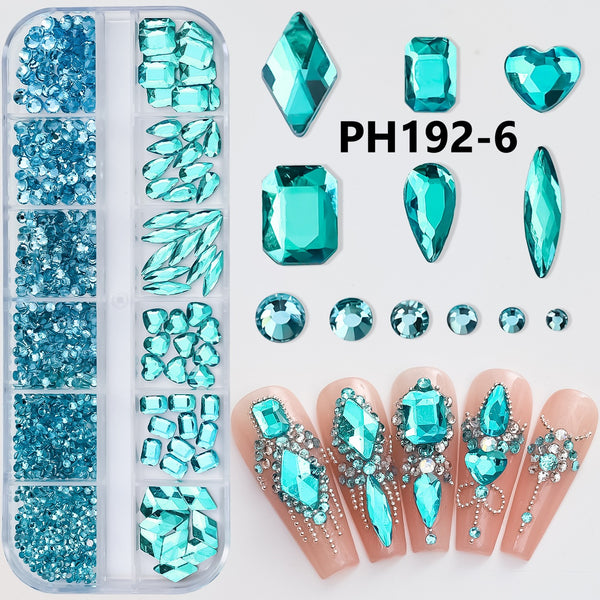 12-Grid Flat Bottom Nail Art Diamonds