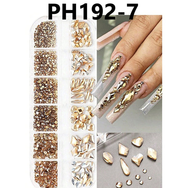 12-Grid Flat Bottom Nail Art Diamonds