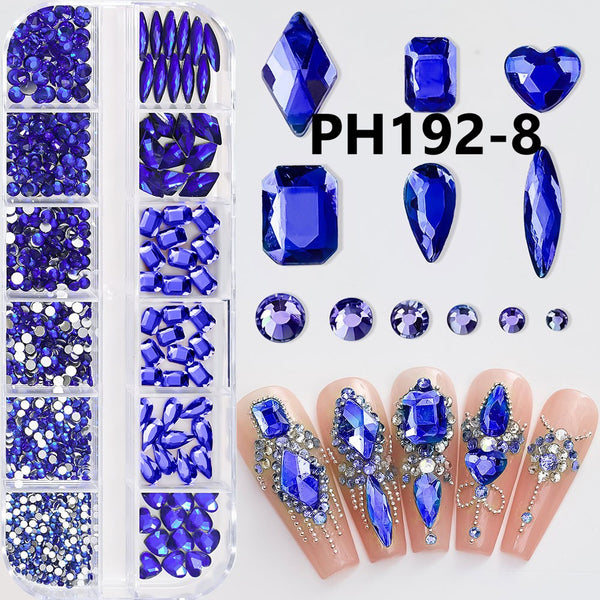 12-Grid Flat Bottom Nail Art Diamonds