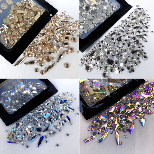 150pcs Random Shaped Glass Nail Art Diamonds
