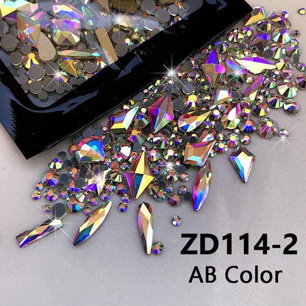 150pcs Random Shaped Glass Nail Art Diamonds