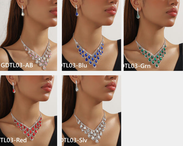 Bridal Crystal Necklace Earring Set