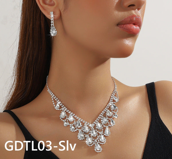 Bridal Crystal Necklace Earring Set
