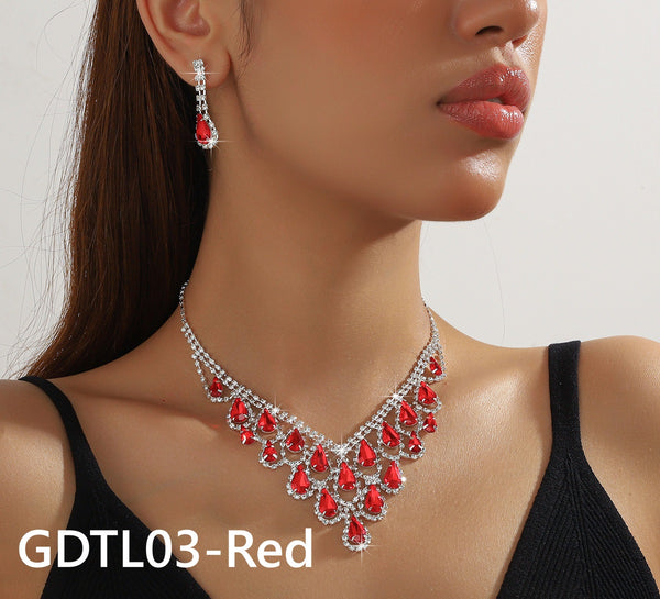 Bridal Crystal Necklace Earring Set