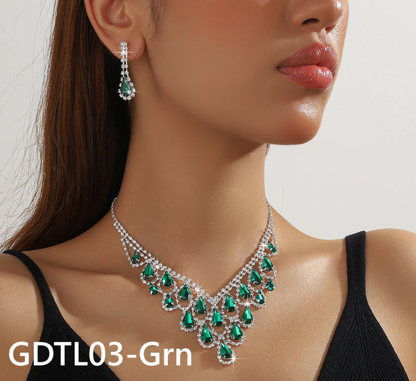 Bridal Crystal Necklace Earring Set