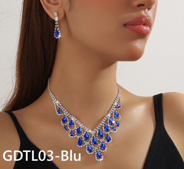 Bridal Crystal Necklace Earring Set