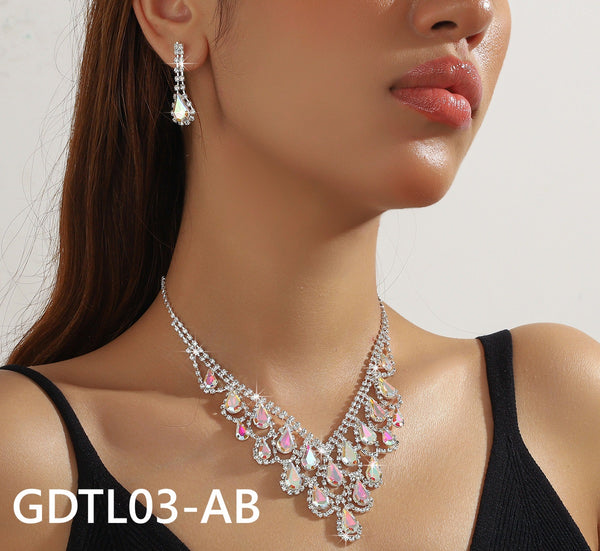 Bridal Crystal Necklace Earring Set