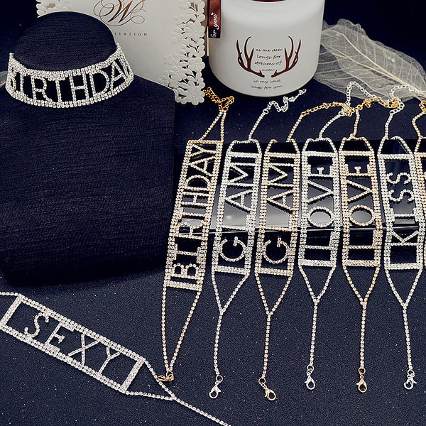 Diamante Letter Choker Necklace