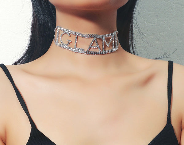 Diamante Letter Choker Necklace