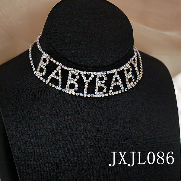 Diamante Letter Choker Necklace