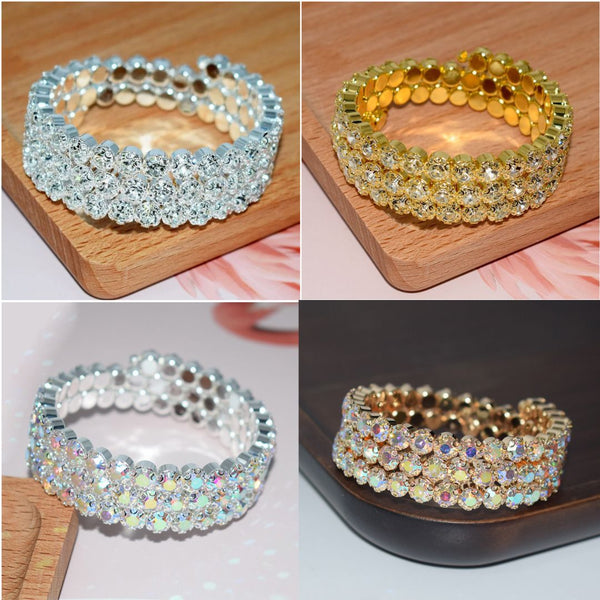 Large Rhinestone Multi-Layer Bracelet